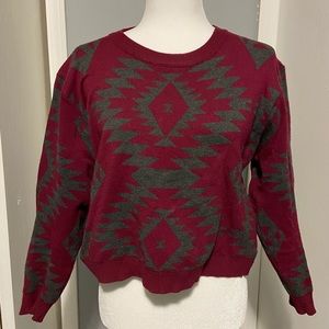 Red & Gray Cropped Sweater